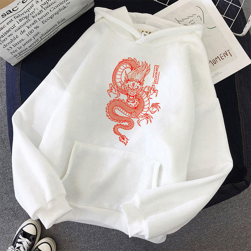 Hoodies Harajuku Vintage Dragon Pattern Printed Male Street Hoodies - Jayariele one stop shop