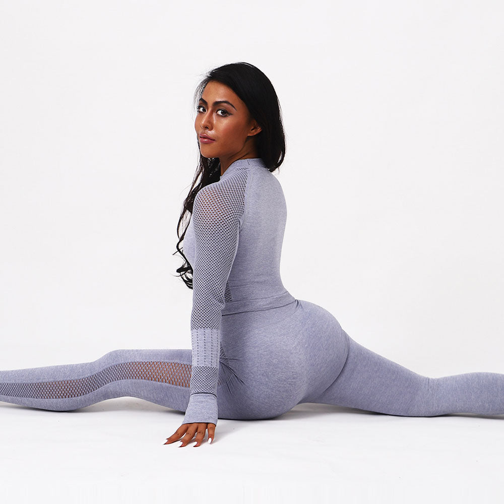 Seamless long sleeve yoga suit - Jayariele one stop shop