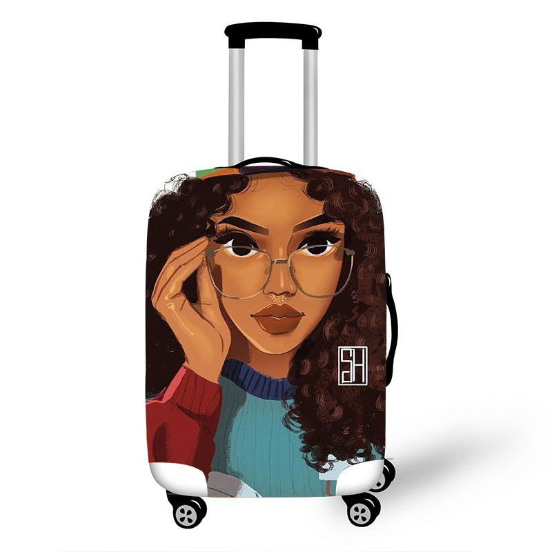 Personality Art Girl Travel Accessories Luggage Cover Suitcase Protection Baggage Dust Cover Stretch Fabrics 18-30inch - Jayariele one stop shop