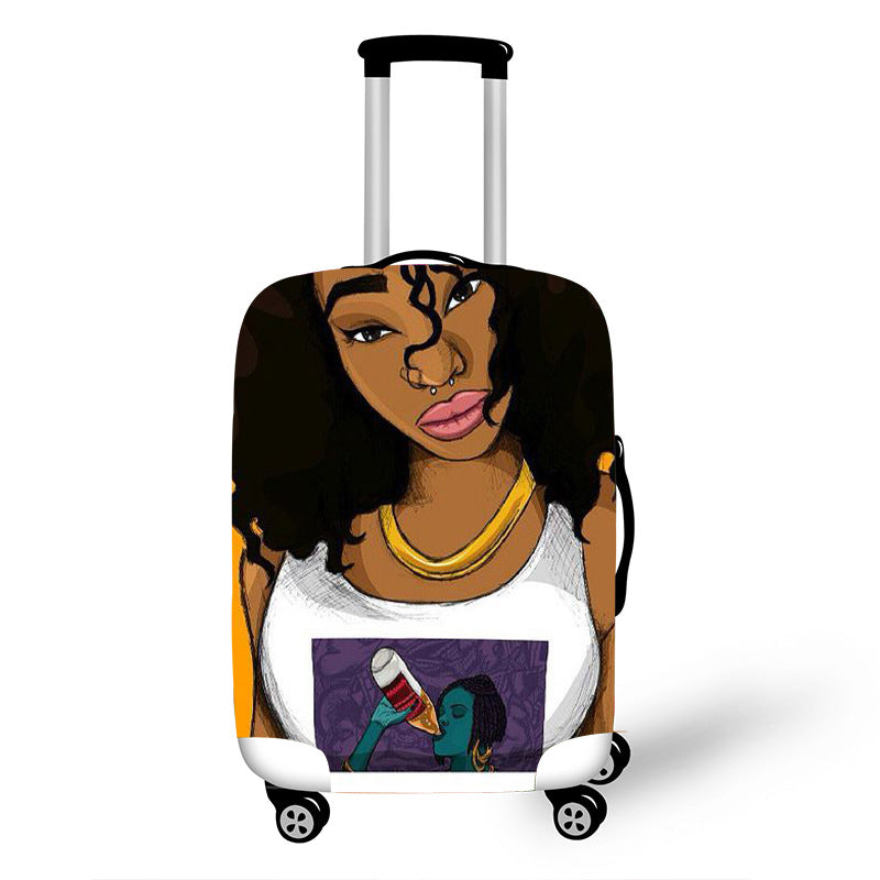 Personality Art Girl Travel Accessories Luggage Cover Suitcase Protection Baggage Dust Cover Stretch Fabrics 18-30inch - Jayariele one stop shop