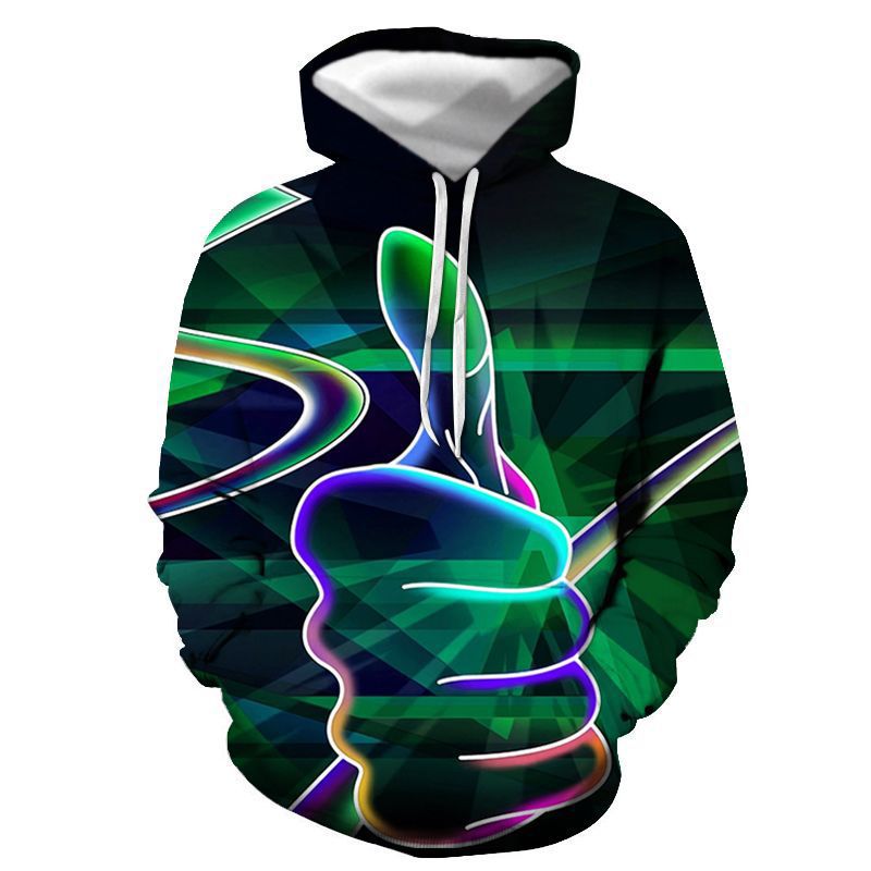 Foreign Trade New Amazon Aliexpress Hot Sale Thumbs 3D Digital Printing Loose Hoodie Sweater - Jayariele one stop shop