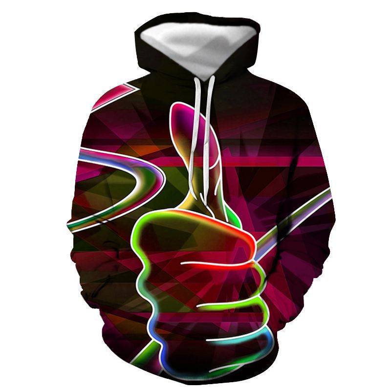 Foreign Trade New Amazon Aliexpress Hot Sale Thumbs 3D Digital Printing Loose Hoodie Sweater - Jayariele one stop shop