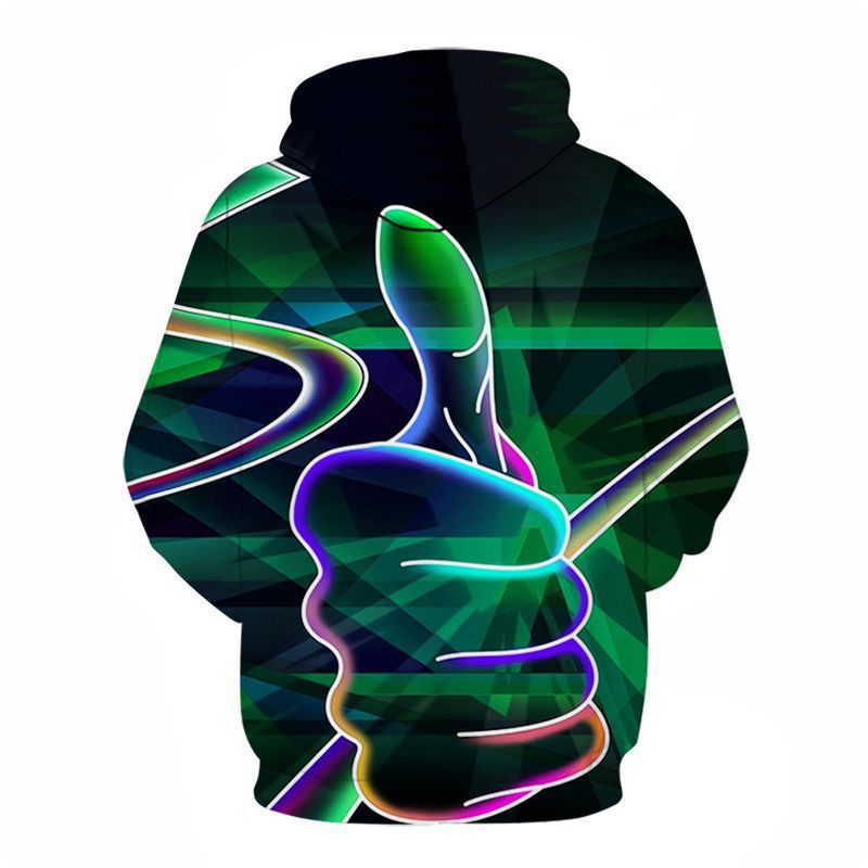 Foreign Trade New Amazon Aliexpress Hot Sale Thumbs 3D Digital Printing Loose Hoodie Sweater - Jayariele one stop shop