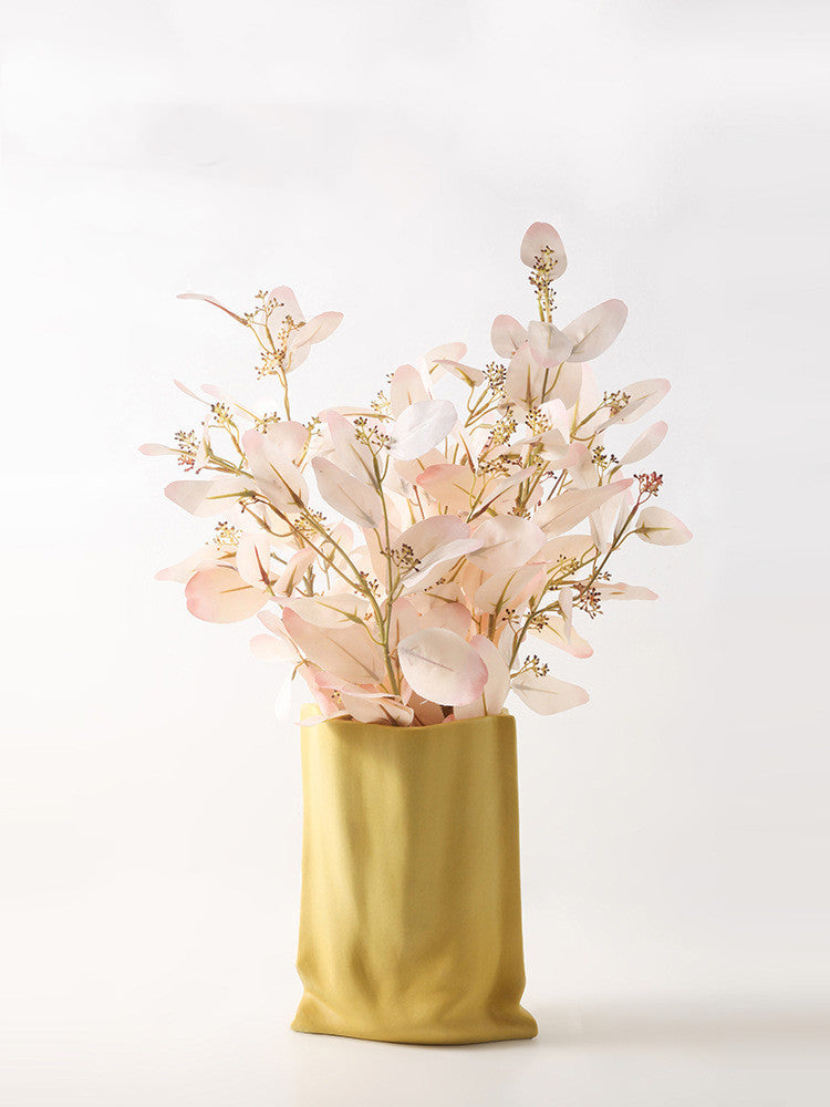 Vase Of Dried Flowers Electroplated Silver Ceramic Vase Floral Soft Decoration - Jayariele one stop shop