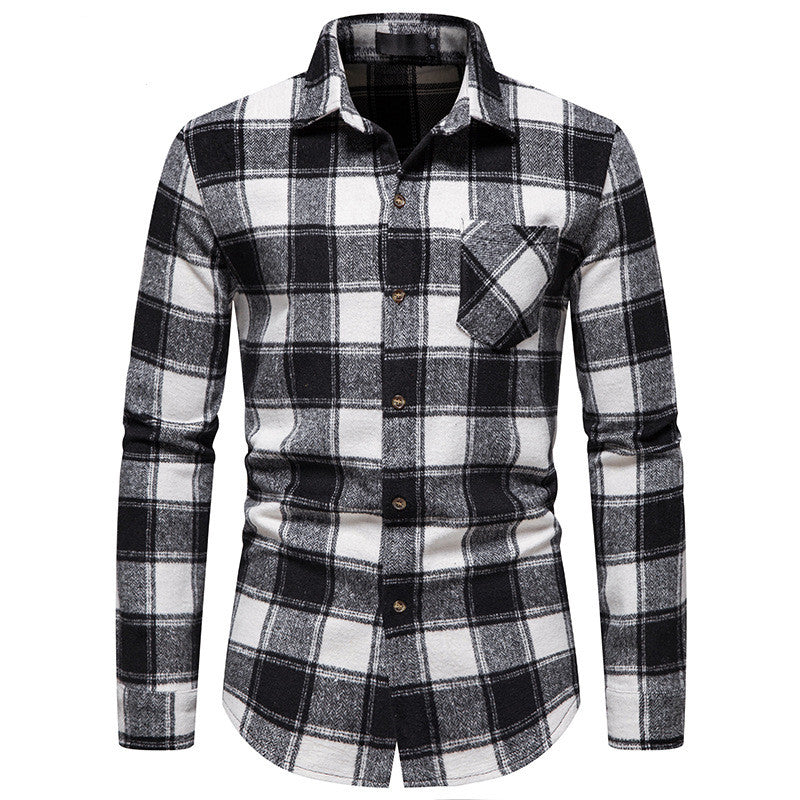 Thick Warm Woolen Cloth Flannel Casual Shirt Base Men's Shirt - Jayariele one stop shop