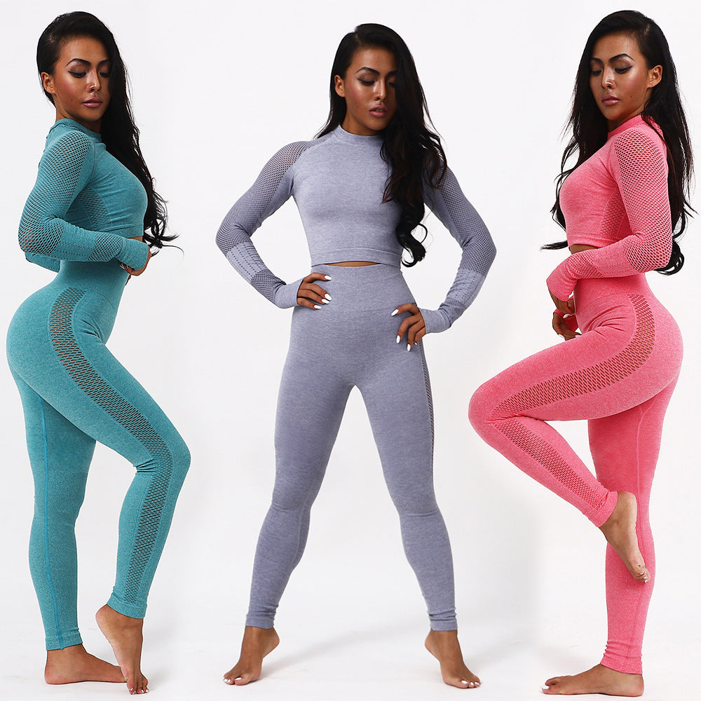 Seamless long sleeve yoga suit - Jayariele one stop shop