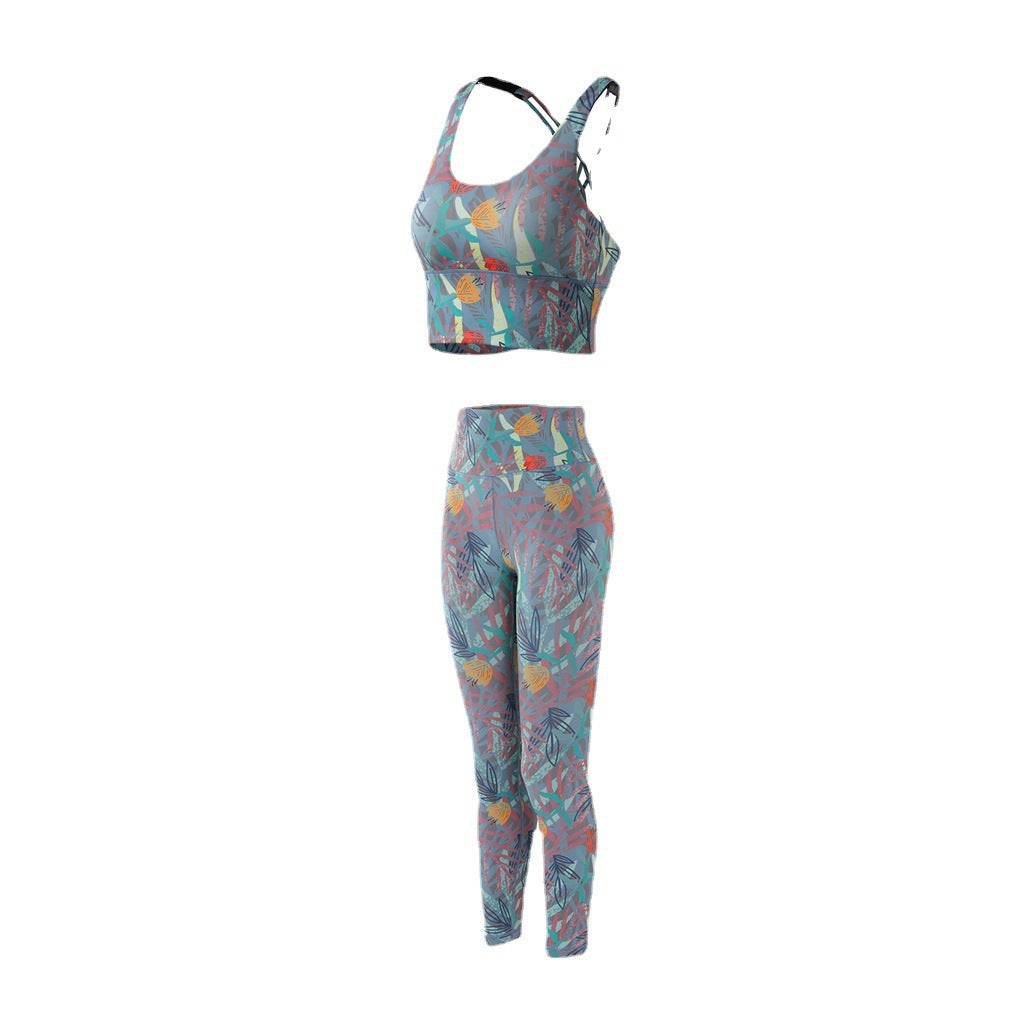 Yoga Suit Two-piece Camouflage Printed For Women - Jayariele one stop shop