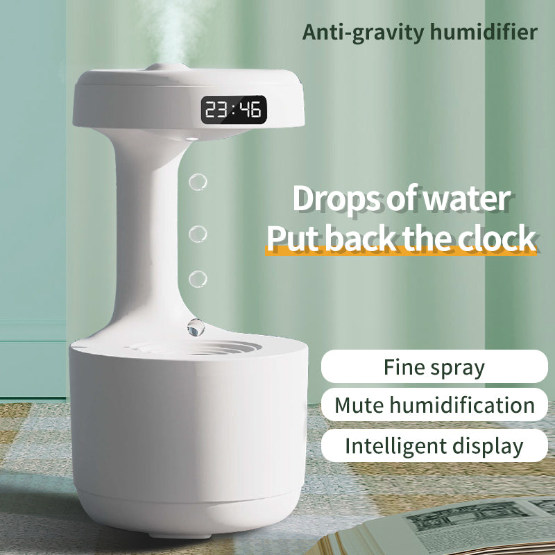 Bedroom Anti-Gravity Humidifier With Clock Water Drop Backflow Aroma Diffuser Large Capacity Office Bedroom Mute Heavy Fog Household Sprayer - Jayariele one stop shop