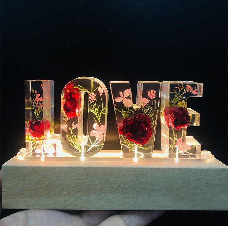 Creative Dried Flower Night Light LOVE Letter Table Lamp - Jayariele one stop shop