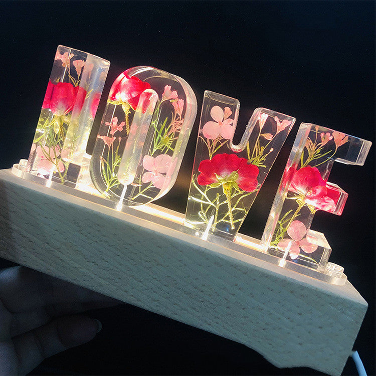 Creative Dried Flower Night Light LOVE Letter Table Lamp - Jayariele one stop shop