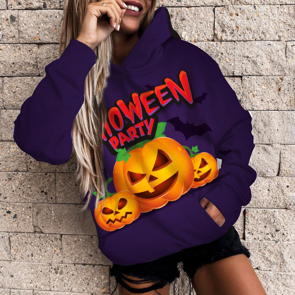 Women's Halloween Pumpkin 3D Print Casual Hoodie - Jayariele one stop shop