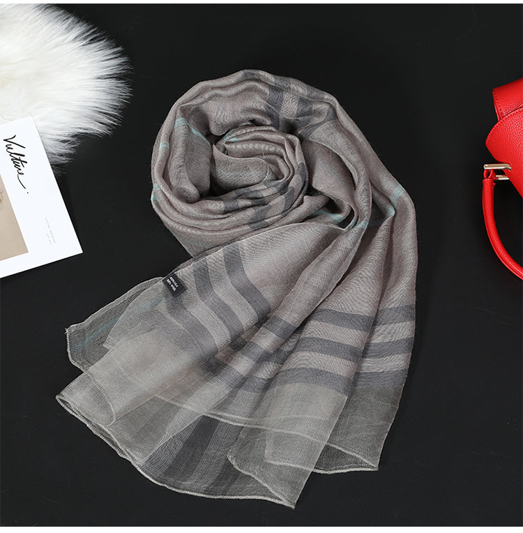 Silk Scarves Women's All-match Plaid Scarf Classic Plaid - Jayariele one stop shop