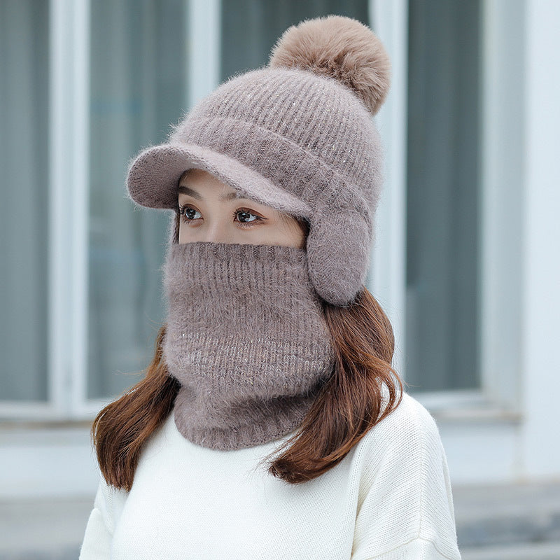 Tongue Hat And Bib Two-piece Winter Knitted Hat - Jayariele one stop shop