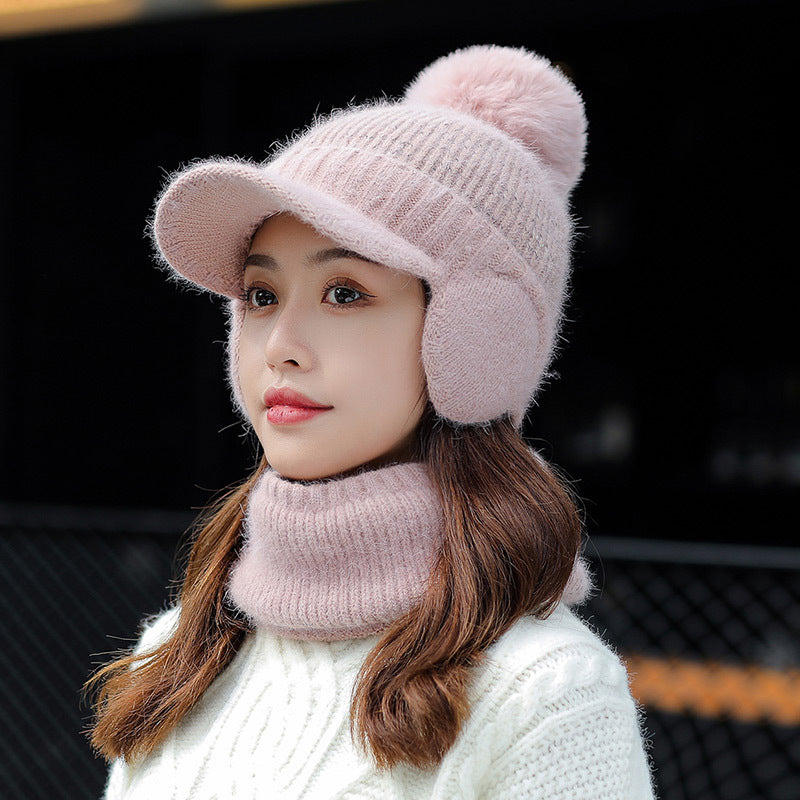 Tongue Hat And Bib Two-piece Winter Knitted Hat - Jayariele one stop shop