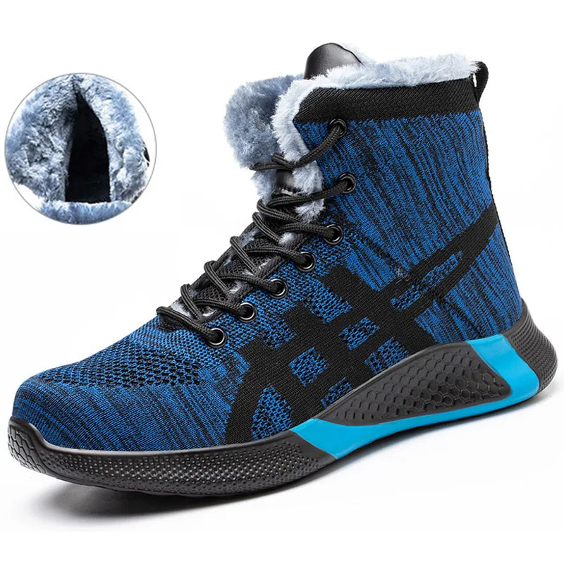 Winter Plush Boots Men Labor Protection Anti-smash Anti-puncture Work Shoes Warm Thickened Breathable Lace-up Safety Shoes - Jayariele one stop shop