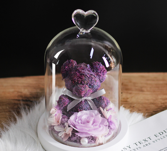 Preserved Flower Bear Glass Cover Gift Box - Jayariele one stop shop