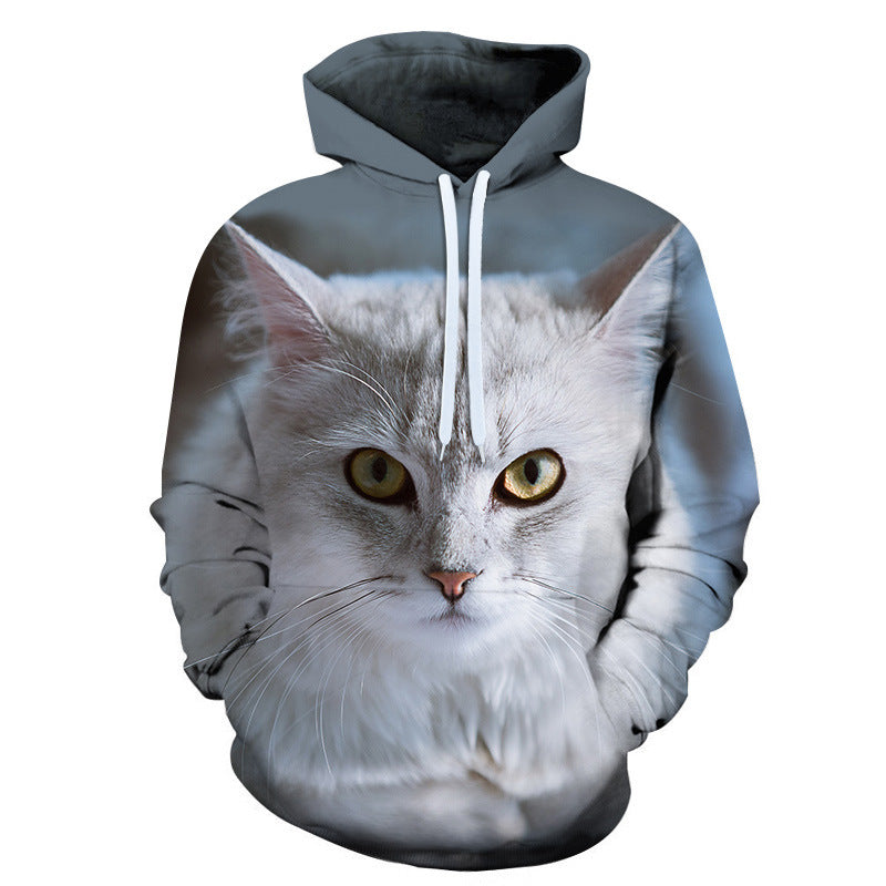 European And American Spring And Autumn 3D Digital Printing Kitten Fashion Couple Hoodie Sweater Loose - Jayariele one stop shop