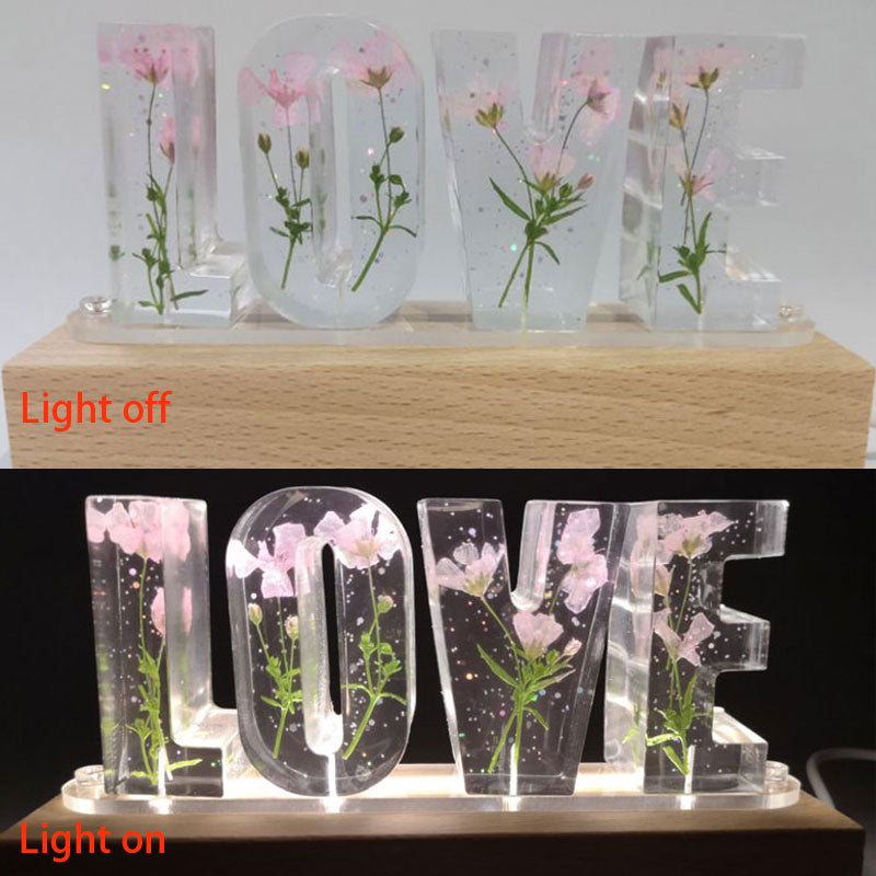 Creative Dried Flower Night Light LOVE Letter Table Lamp - Jayariele one stop shop