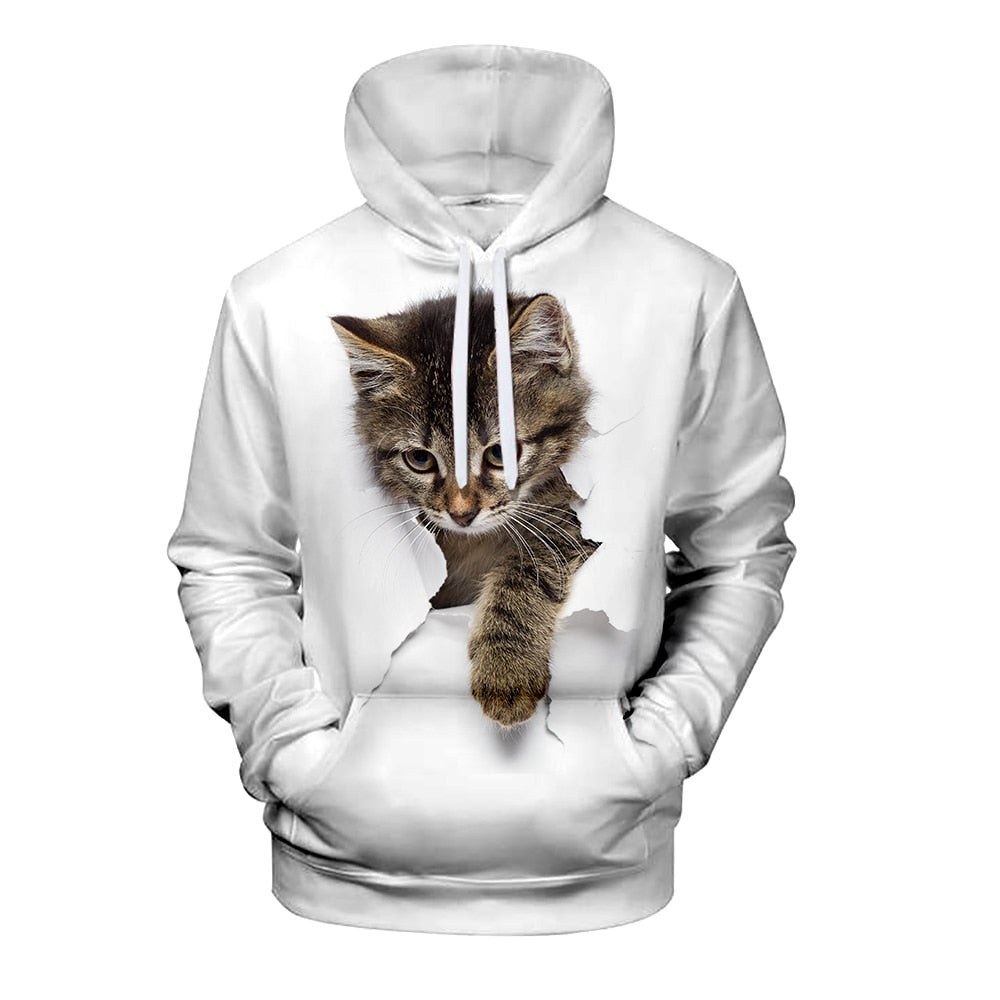 Personalized Cat Creative Cat 3D Digital Print Hoodie Pullover Sweatshirt - Jayariele one stop shop