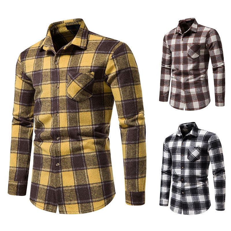 Thick Warm Woolen Cloth Flannel Casual Shirt Base Men's Shirt - Jayariele one stop shop