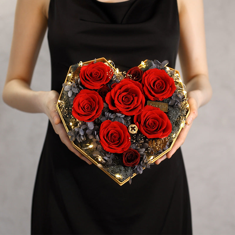 Preserved Flower Heart-shaped Gift Box Of Finished Roses - Jayariele one stop shop