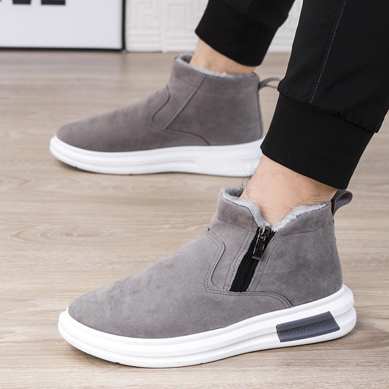 Fashion Snow Boots For Men Winter Warm Flat Cotton Plush Shoes With Side Zipper Casual Daily Fleece Ankle Boot - Jayariele one stop shop