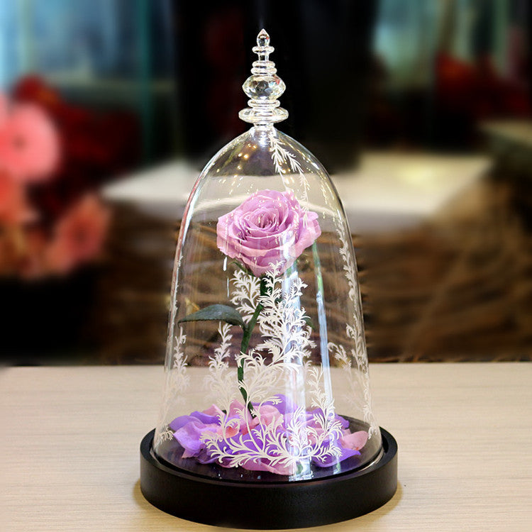 Rose Preserved Flower Glass Cover Creative Gift - Jayariele one stop shop