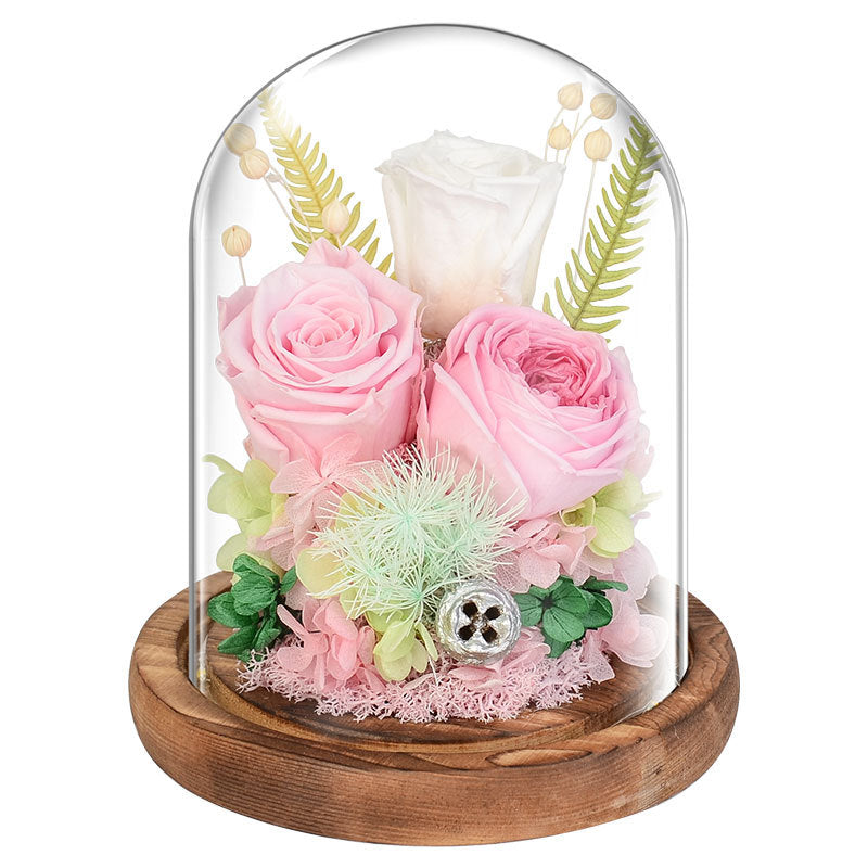 Valentine's Day Eternal Dried Flower Rose Glass Cover - Jayariele one stop shop