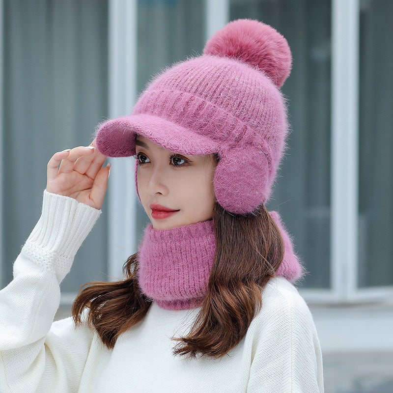 Tongue Hat And Bib Two-piece Winter Knitted Hat - Jayariele one stop shop