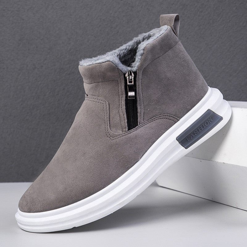 Fashion Snow Boots For Men Winter Warm Flat Cotton Plush Shoes With Side Zipper Casual Daily Fleece Ankle Boot - Jayariele one stop shop