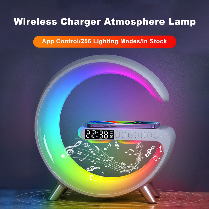 New Intelligent G Shaped LED Lamp Bluetooth Speake Wireless Charger Atmosphere Lamp App Control For Bedroom Home Decor - Jayariele one stop shop