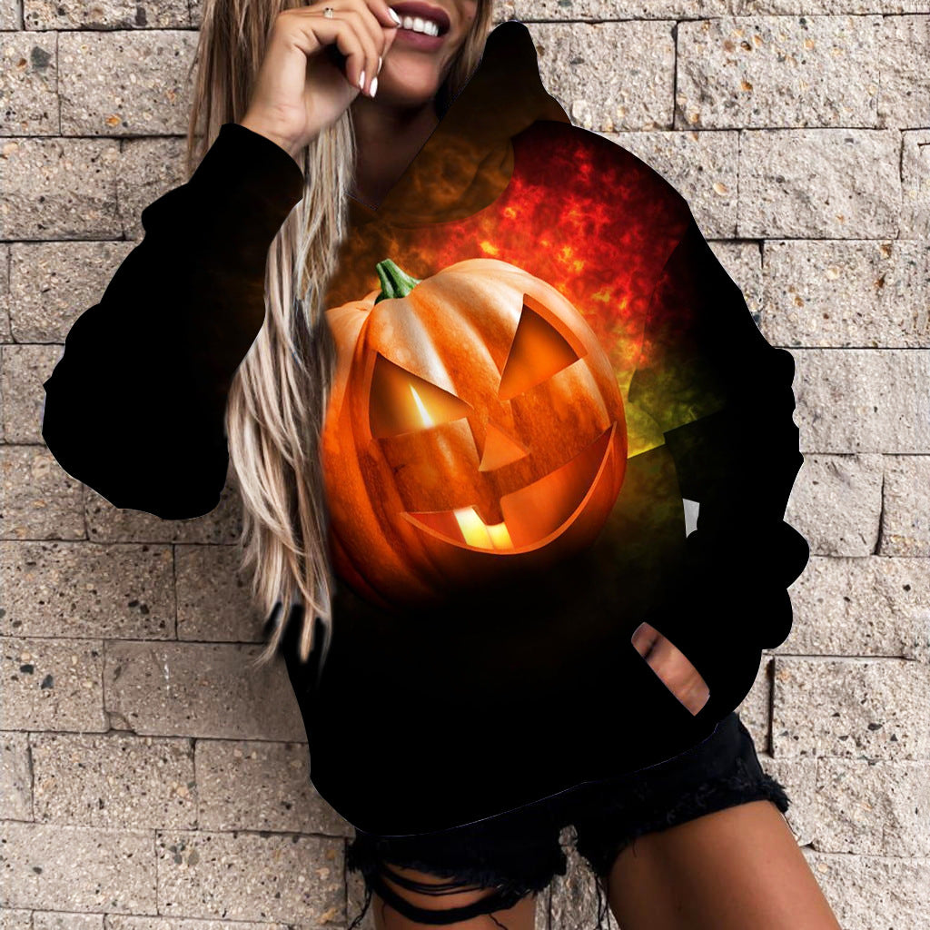 Women's Halloween Pumpkin 3D Print Casual Hoodie - Jayariele one stop shop