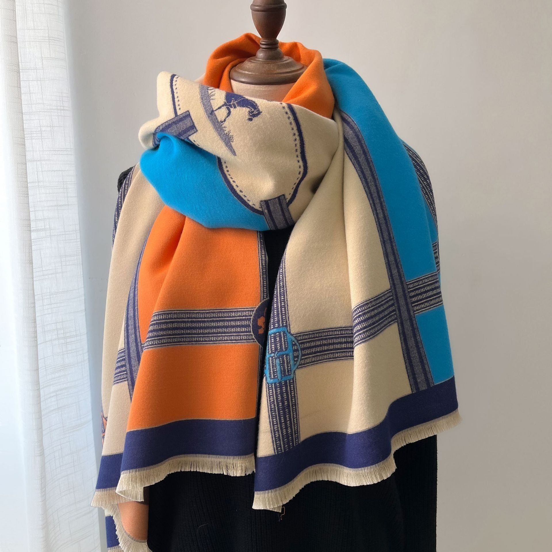Color Blocking And Matching Cashmere Scarves For Women - Jayariele one stop shop