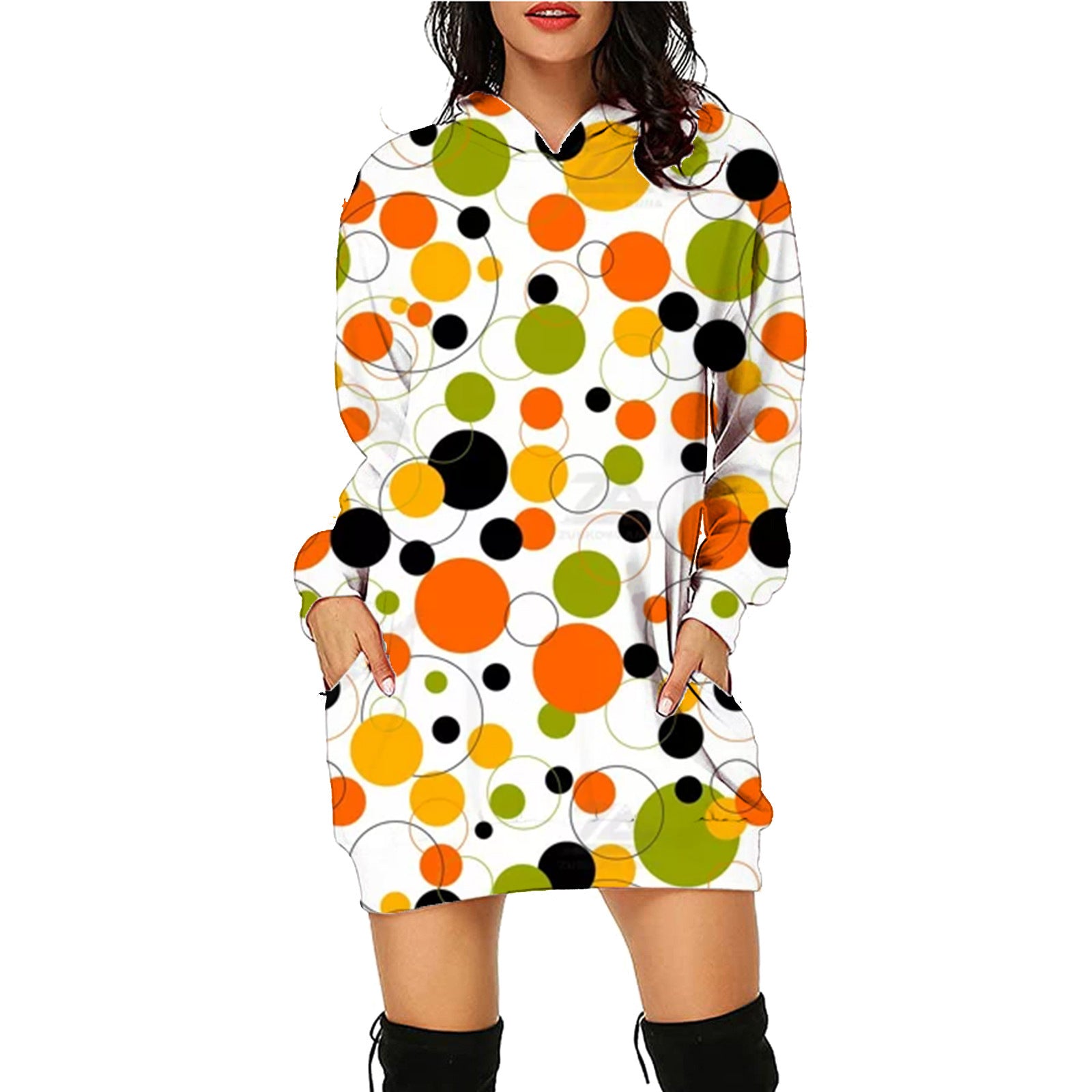 Halloween Print Long Hoodie With Pockets Sweater Long Sleeve Clothes Women - Jayariele one stop shop