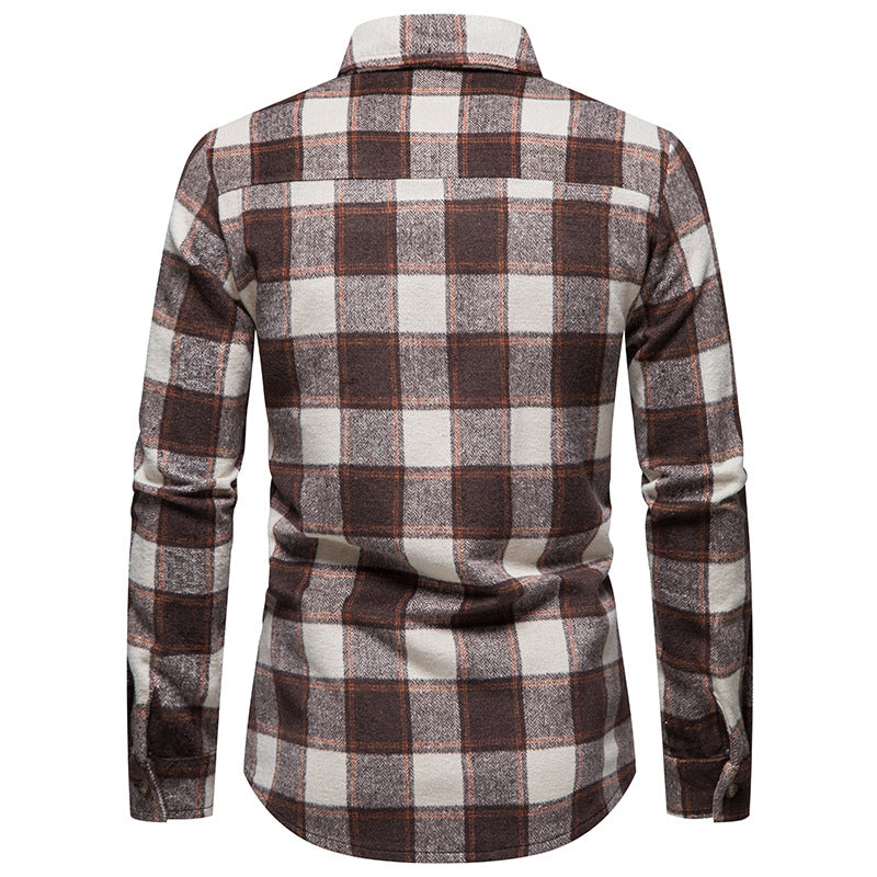 Thick Warm Woolen Cloth Flannel Casual Shirt Base Men's Shirt - Jayariele one stop shop