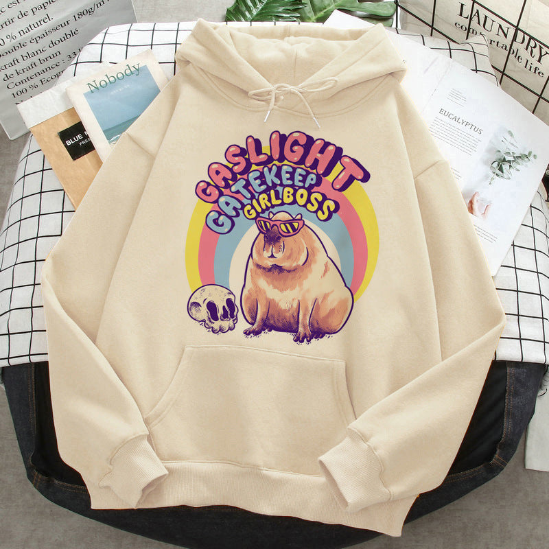 Capybara Hoodies Female Korean Hip Hop Anime Harajuku Women H - Jayariele one stop shop