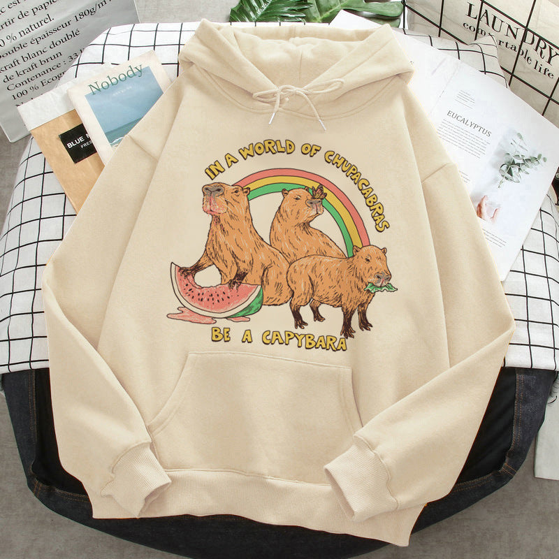 Capybara Hoodies Female Korean Hip Hop Anime Harajuku Women H - Jayariele one stop shop