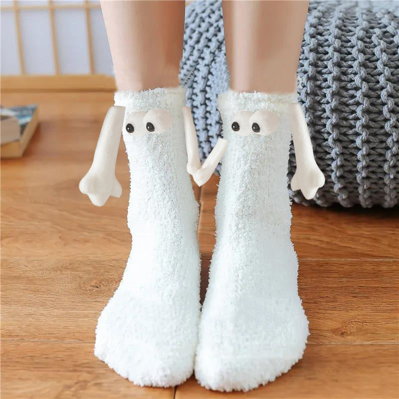 Christmas Supplies Magnetic Suction Hand In Hand Couple Socks Coral Fleece Tube Socks Warm Slipper Bed Socks Winter Soft Warm Slipper - Jayariele one stop shop