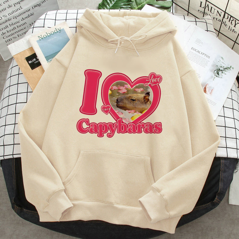 Capybara Hoodies Female Korean Hip Hop Anime Harajuku Women H - Jayariele one stop shop