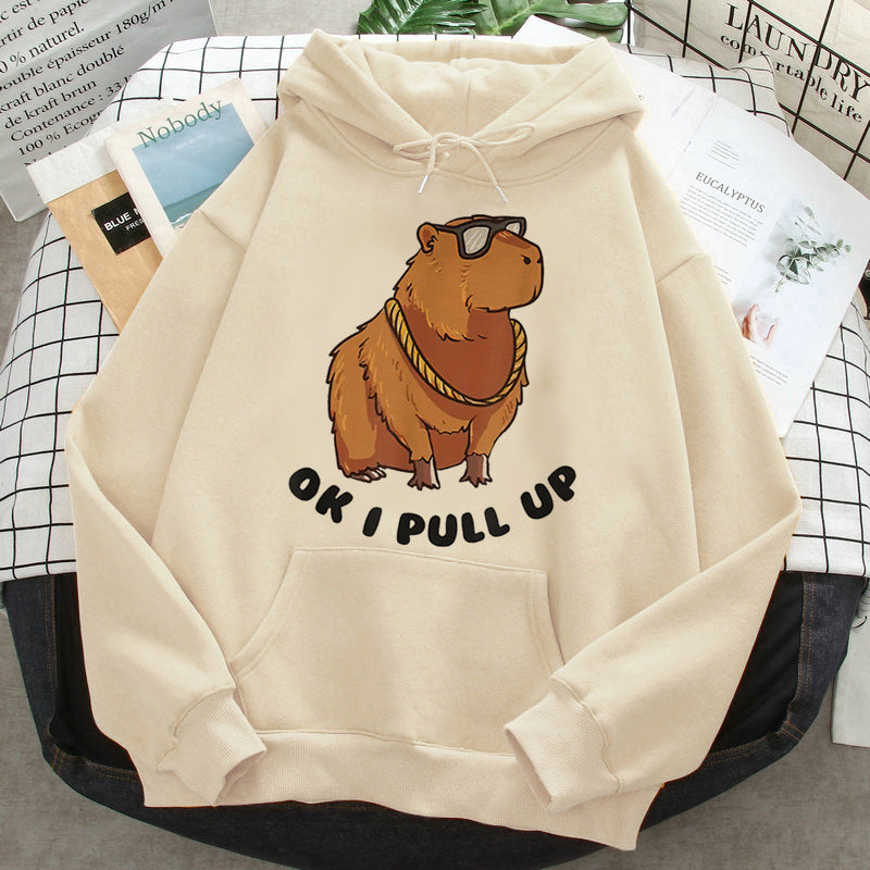 Capybara Hoodies Female Korean Hip Hop Anime Harajuku Women H - Jayariele one stop shop