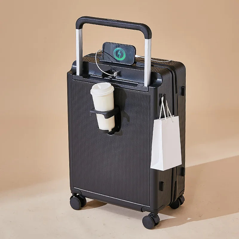 KLQDZMS USB Charging Trolley Luggage for Stylish Travel - Jayariele one stop shop