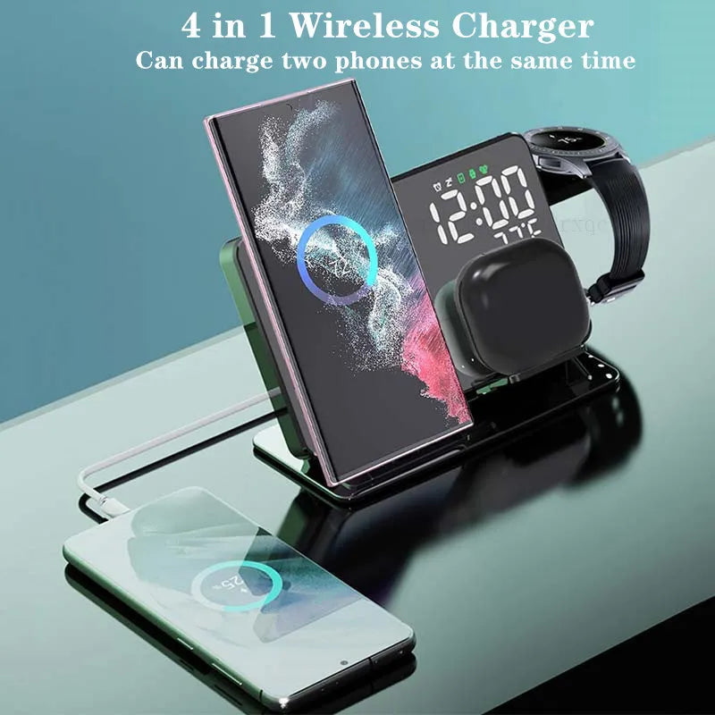 3-in-1 Fast Wireless Charger with Alarm Clock Stand - Jayariele one stop shop