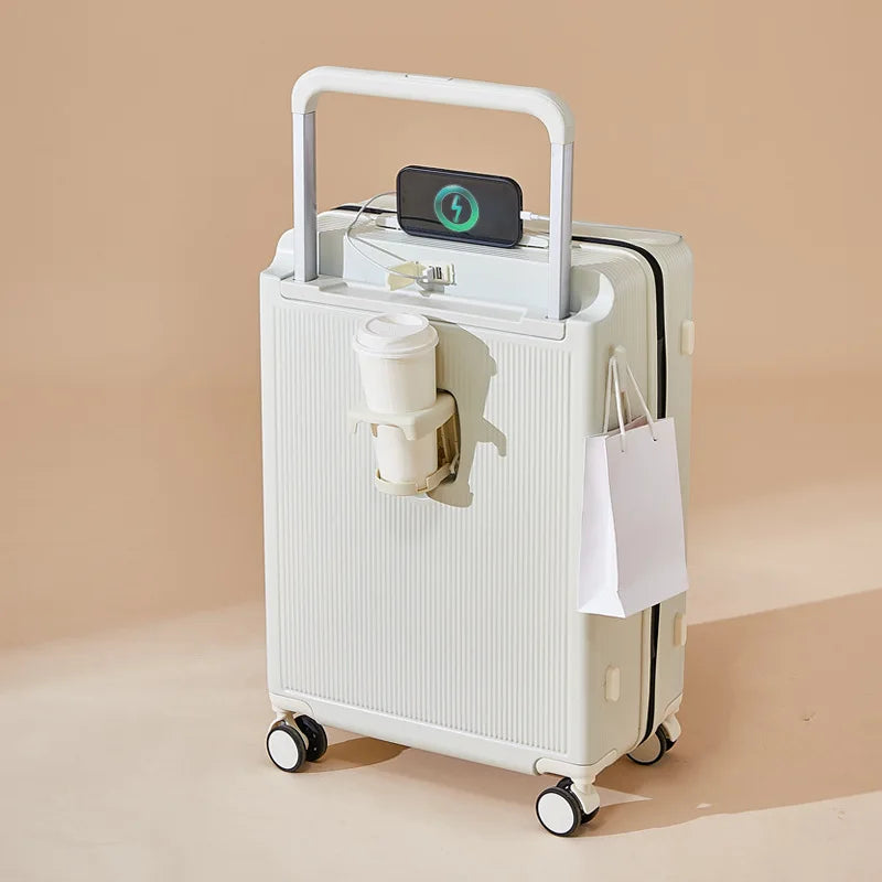 KLQDZMS USB Charging Trolley Luggage for Stylish Travel - Jayariele one stop shop