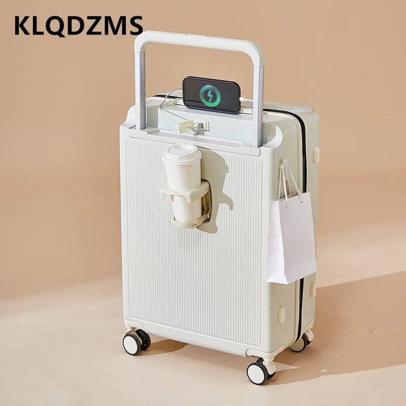 KLQDZMS USB Charging Trolley Luggage for Stylish Travel - Jayariele one stop shop