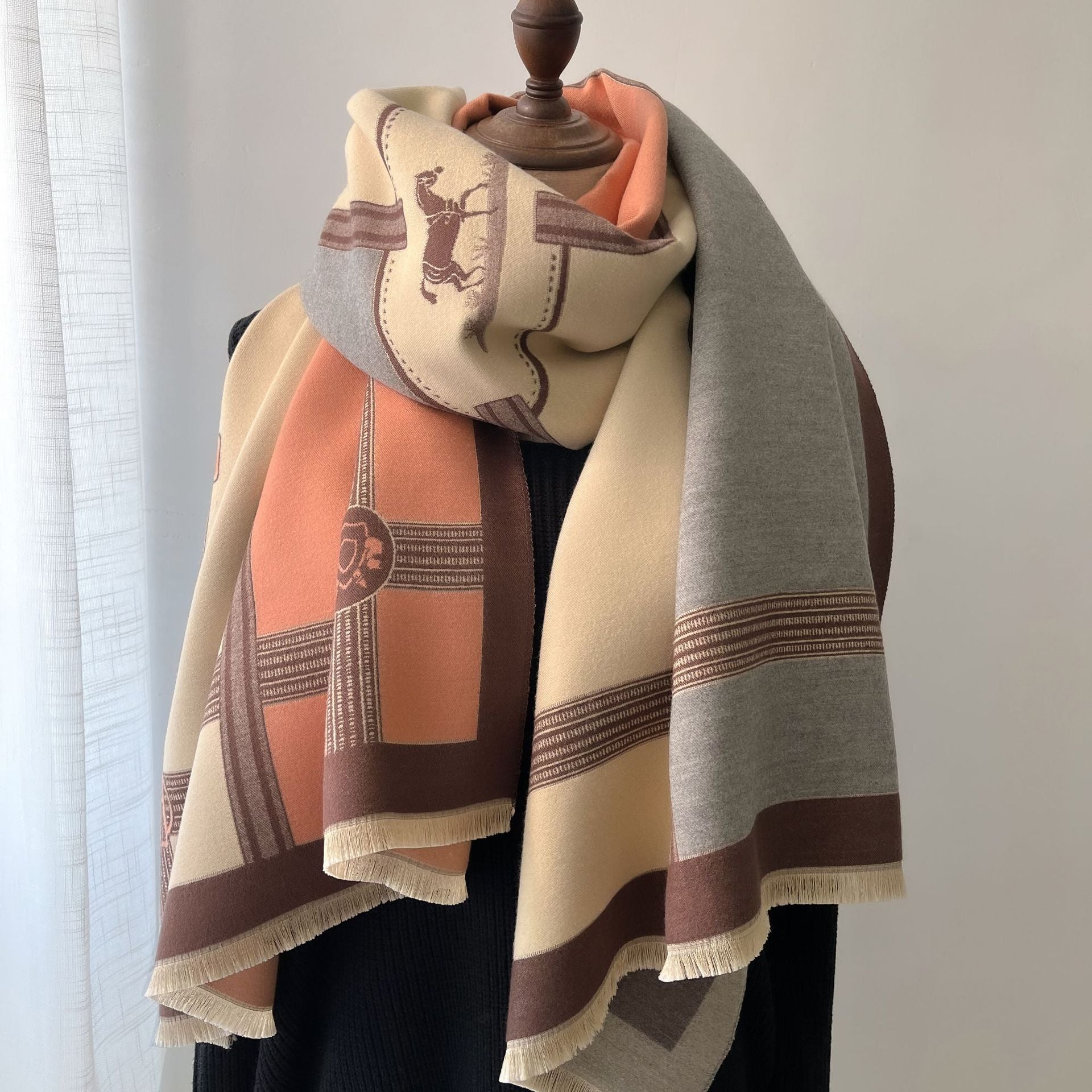 Color Blocking And Matching Cashmere Scarves For Women - Jayariele one stop shop