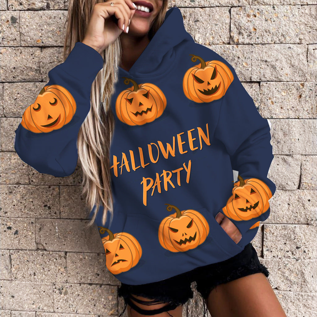 Women's Halloween Pumpkin 3D Print Casual Hoodie - Jayariele one stop shop