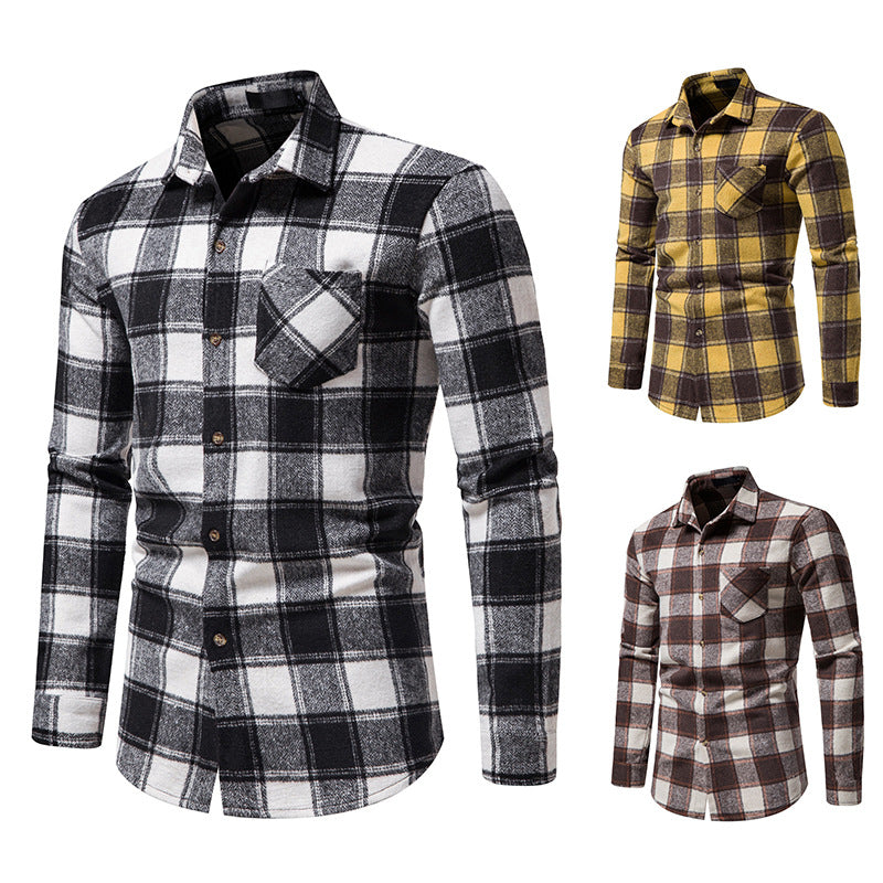 Thick Warm Woolen Cloth Flannel Casual Shirt Base Men's Shirt - Jayariele one stop shop