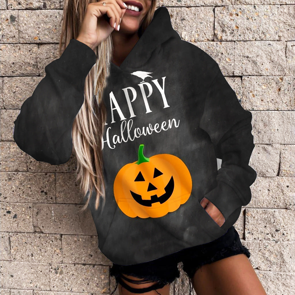 Women's Halloween Pumpkin 3D Print Casual Hoodie - Jayariele one stop shop