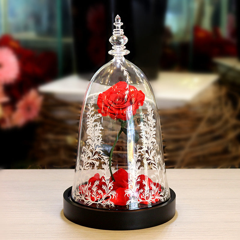 Rose Preserved Flower Glass Cover Creative Gift - Jayariele one stop shop