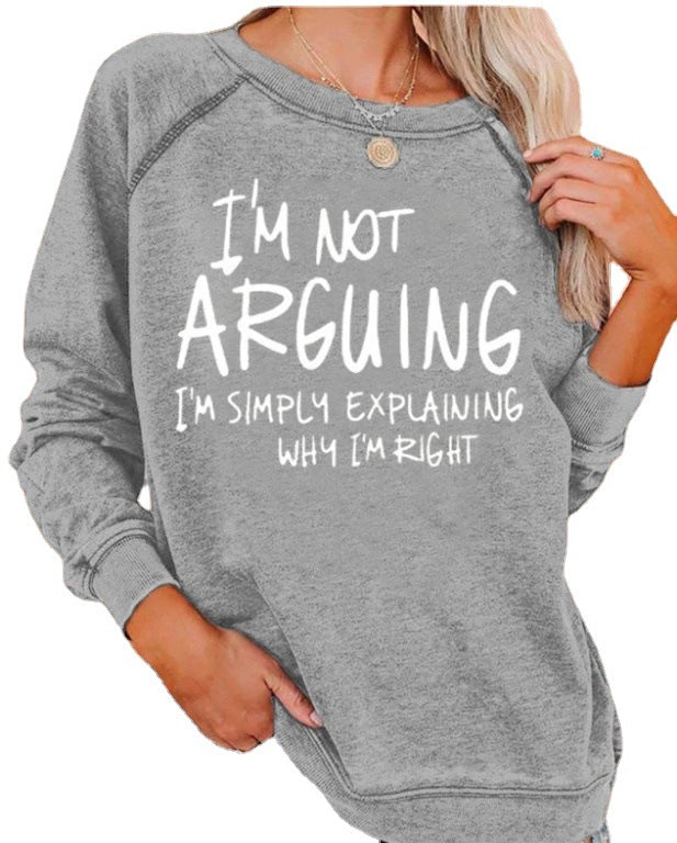 English Printed Casual Sweatshirt Loose Sweatshirt - Jayariele one stop shop